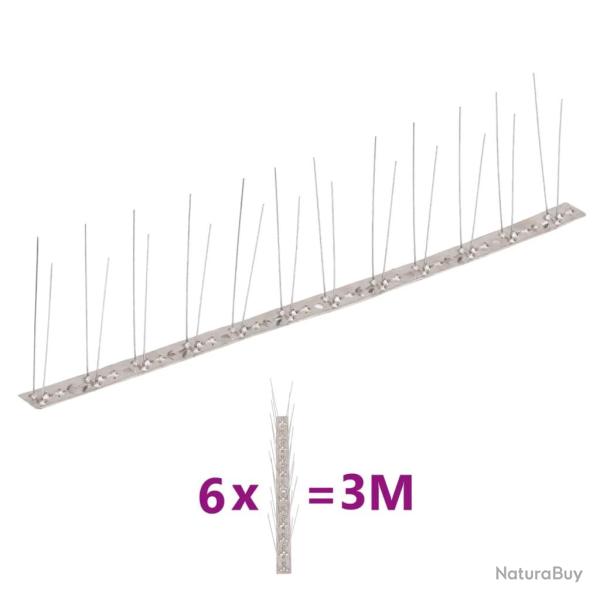 Ensemble de 6 pointes � 2 rang�es contre oiseaux Inox 3 m