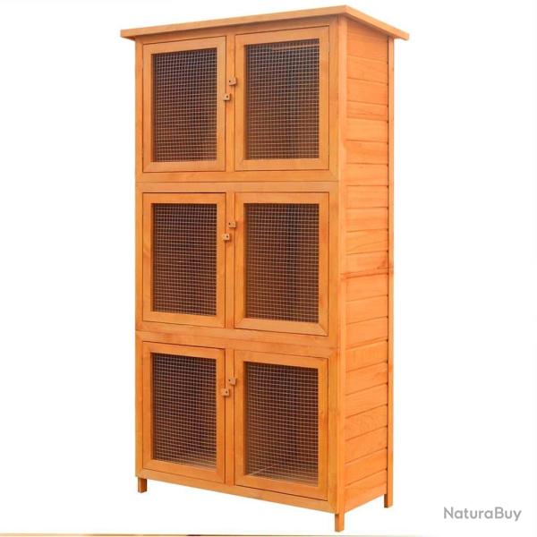 Cage pour animaux 6 compartiments Bois