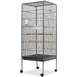 Cage &agrave; oiseaux Noir 54 x 54 x 146 cm Acier