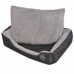 Lit pour chiens avec coussin rembourr&eacute; Taille L Noir