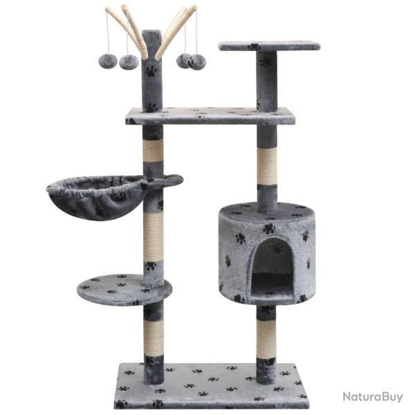 Arbre � chat et griffoir Sisal 125 cm Empreintes de pattes Gris