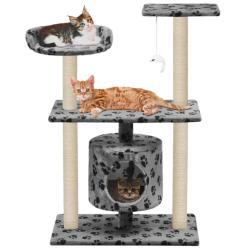 Arbre &agrave; chat avec griffoir en sisal 95 cm Gris Motif de pattes