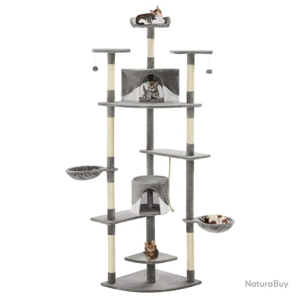 Arbre � chat avec griffoirs en sisal 203 cm Gris et Blanc