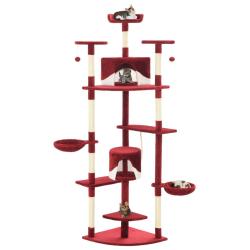 Arbre &agrave; chat avec griffoirs en sisal 203 cm Rouge et Blanc