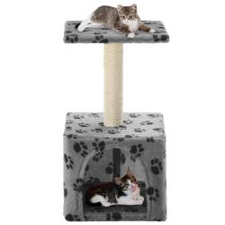 Arbre &agrave; chat avec griffoirs en sisal 55 cm Gris Motif de pattes