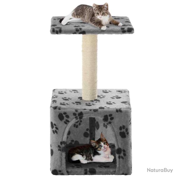 Arbre � chat avec griffoirs en sisal 55 cm Gris Motif de pattes
