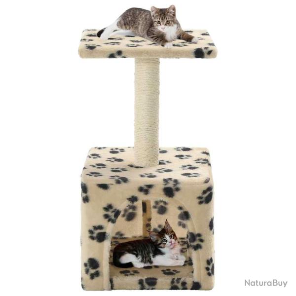 Arbre � chat avec griffoirs en sisal 55 cm Beige Motif de pattes