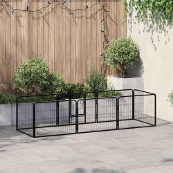 Parc pour chiens, 8 panneaux, acier, noir, pour le jardin, 60 &times; 80 cm
