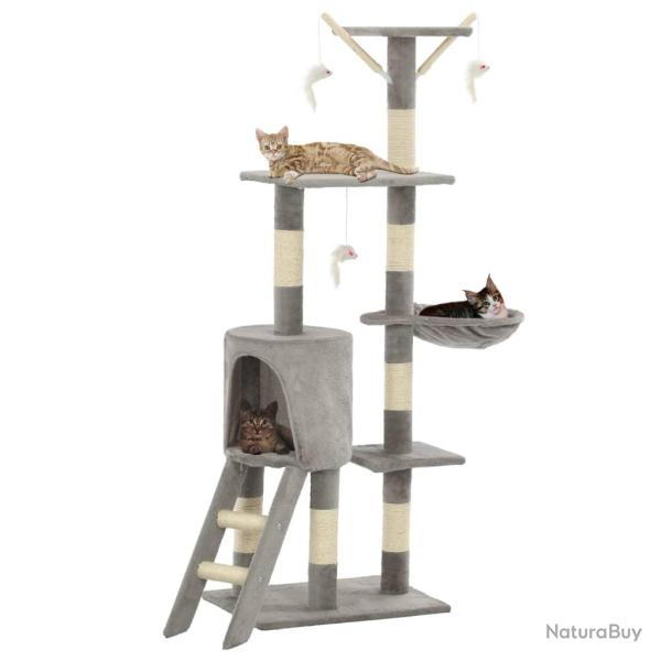 Arbre � chat avec griffoirs en sisal 138 cm Gris