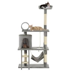 Arbre &agrave; chat avec griffoirs en sisal 140 cm Gris