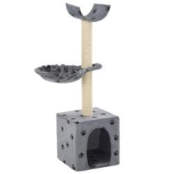 Arbre &agrave; chat et griffoir Sisal 105 cm Empreintes de pattes Gris