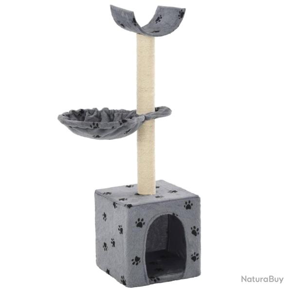 Arbre � chat et griffoir Sisal 105 cm Empreintes de pattes Gris