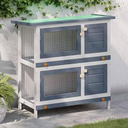 Clapier d'ext&eacute;rieur 4 portes Gris Bois