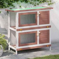 Clapier d'ext&eacute;rieur 4 portes Rouge Bois