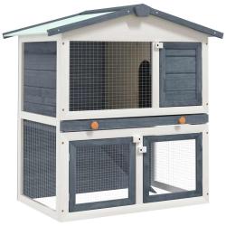 Clapier d'ext&eacute;rieur 3 portes Gris Bois