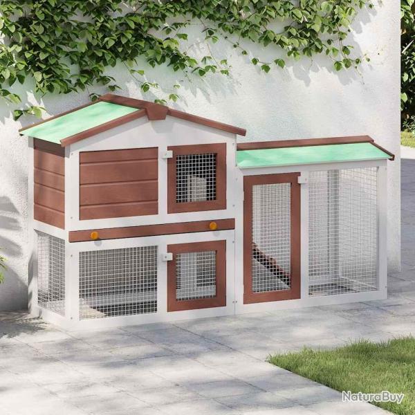 Clapier large d'ext�rieur Marron et blanc 145x45x84 cm Bois