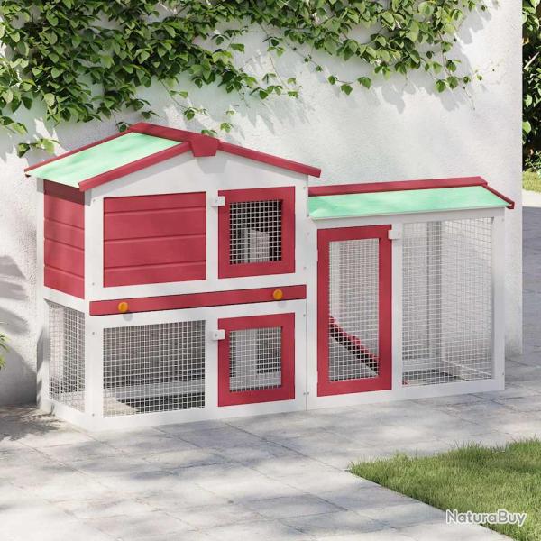 Clapier large d'ext�rieur Rouge et blanc 145x45x84 cm Bois