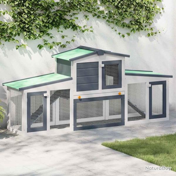 Clapier large d'ext�rieur Gris et blanc 201x45x85 cm Bois
