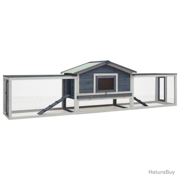 Clapier Gris 310x70x87 cm Pin massif et sapin