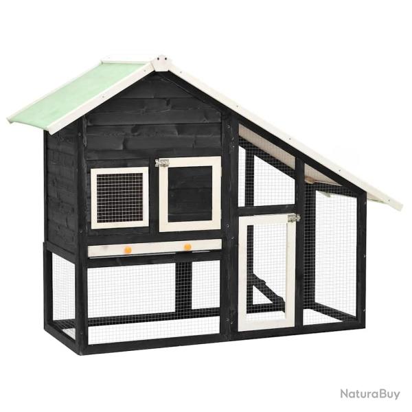 Clapier Gris et blanc 140x63x120 cm Bois de sapin massif