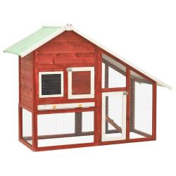Clapier Rouge et blanc 140x63x120 cm Bois de sapin massif