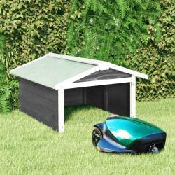 Garage de tondeuse &agrave; gazon 72x87x50 cm Gris et blanc Sapin
