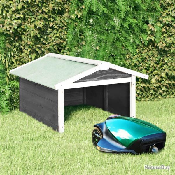 Garage de tondeuse � gazon 72x87x50 cm Gris et blanc Sapin