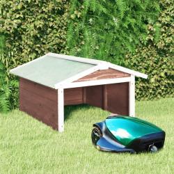 Garage de tondeuse &agrave; gazon 72x87x50 cm Moka et blanc Sapin