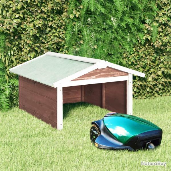 Garage de tondeuse � gazon 72x87x50 cm Moka et blanc Sapin