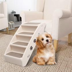 Escaliers pliables pour chiens Cr&egrave;me 62x40x49,5 cm