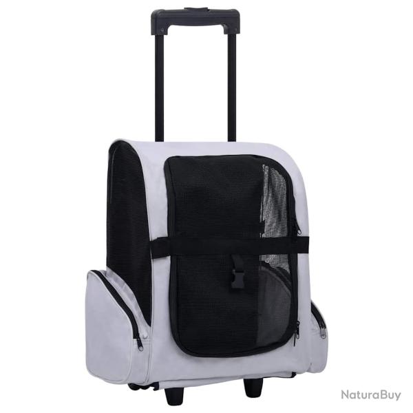 Chariot polyvalent pliable pour animaux de compagnie gris