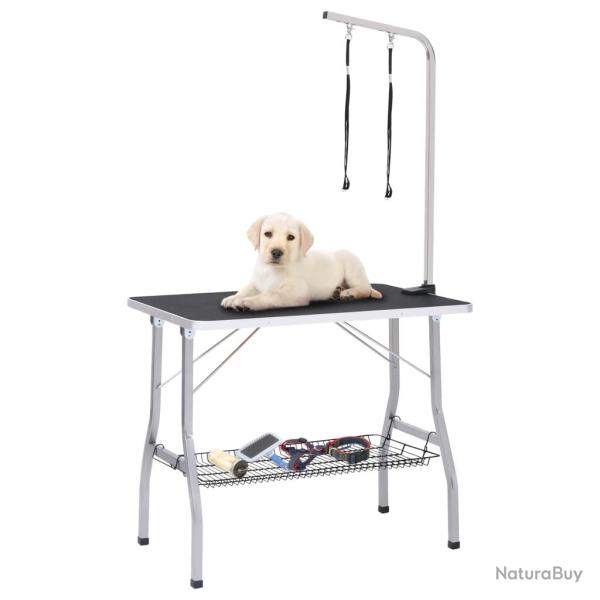 Table de toilettage r�glable de chiens avec 2 boucles et panier