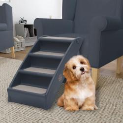 Escalier pliable &agrave; 4 marches pour chiens Gris fonc&eacute;