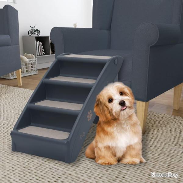Escalier pliable � 4 marches pour chiens Gris fonc�