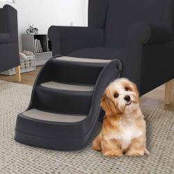 Escalier pliable &agrave; 3 marches pour chiens Noir