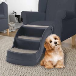 Escalier pliable &agrave; 3 marches pour chiens Gris fonc&eacute;