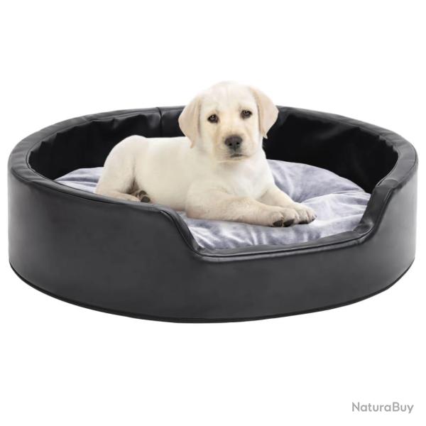 Lit pour chiens Noir et gris 69x59x19 cm Peluche et similicuir