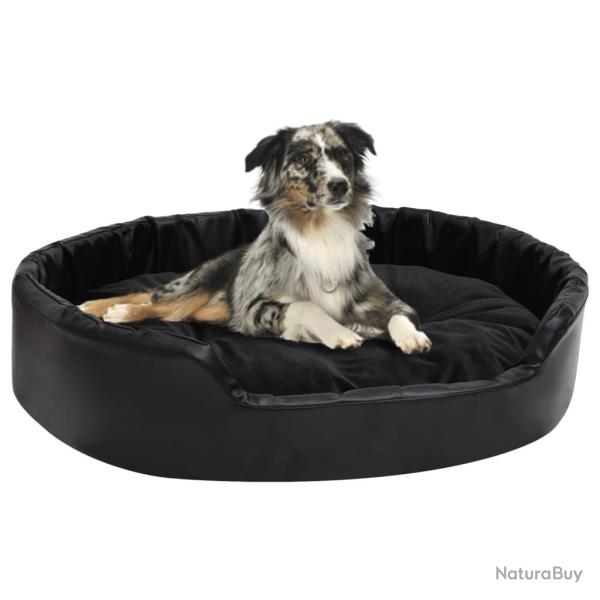 Lit pour chiens Noir 90x79x20 cm Peluche et similicuir