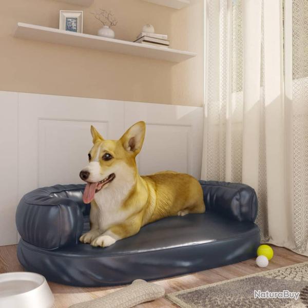 Lit pour chien ergonomique Mousse Bleu fonc� 75x53cm Similicuir
