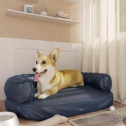Lit pour chien ergonomique Mousse Bleu fonc&eacute; 88x65cm Similicuir