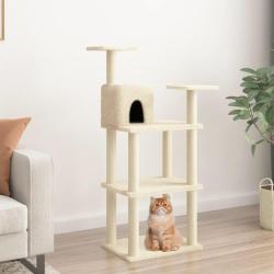 Arbre &agrave; chat avec griffoirs en sisal cr&egrave;me 118,5 cm