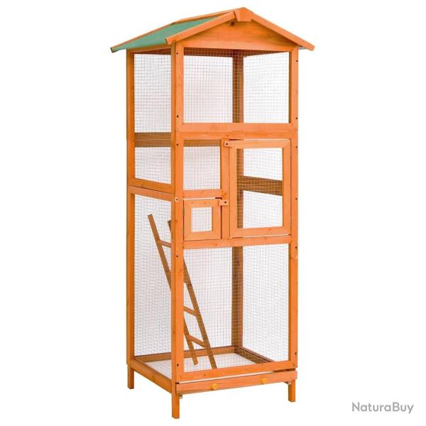 Cage � oiseaux 68x62x166 cm bois de sapin massif