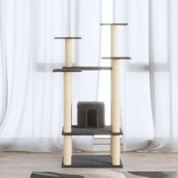Arbre &agrave; chat avec griffoirs en sisal Gris fonc&eacute; 110 cm