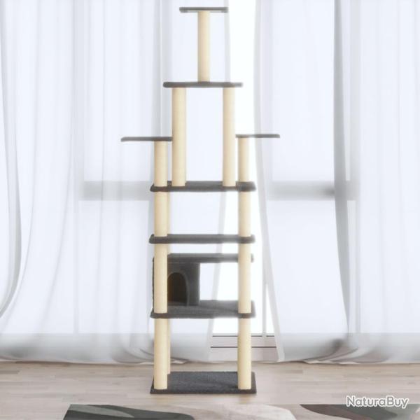 Arbre � chat avec griffoirs en sisal Gris fonc� 183 cm