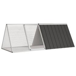 Cage pour lapin Anthracite 201,5x80,5x71 cm Acier galvanis&eacute;