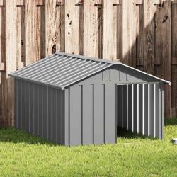 Niche pour chien Gris 116,5x153x81,5 cm Acier galvanis&eacute;