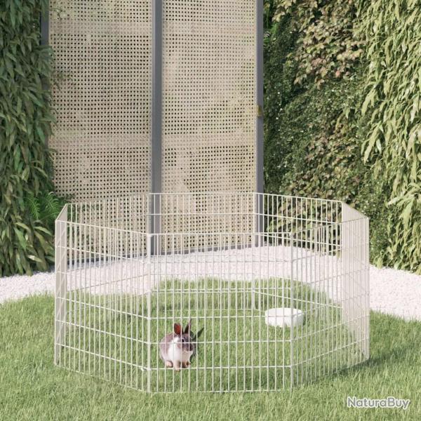 Enclos pour animaux en libert� 8 panneaux 54x60cm fer galvanis�