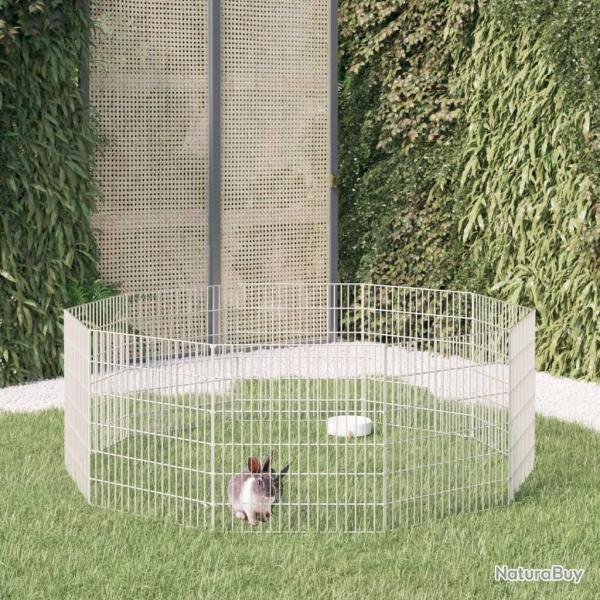 Enclos d'animaux en libert� 10 panneaux 54x60 cm fer galvanis�