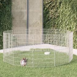 Enclos d'animaux en libert&eacute; 12 panneaux 54x80 cm fer galvanis&eacute;
