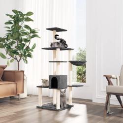 Arbre &agrave; chat avec griffoirs en sisal Gris fonc&eacute; 142 cm
